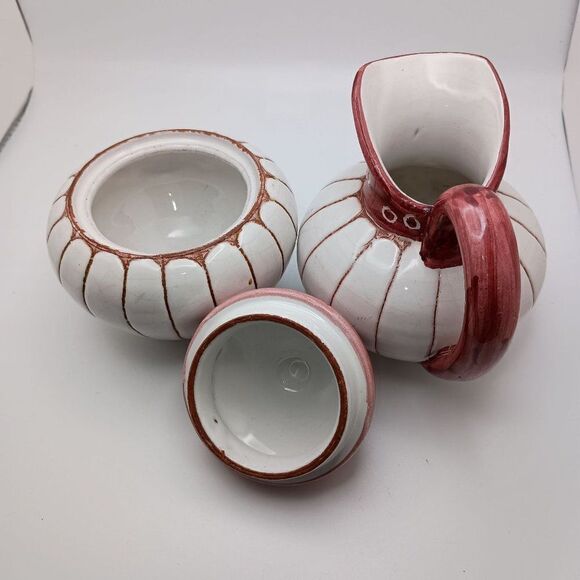 VTG MCM Norway Clay Pottery Keramik Sugar Bowl Lid Creamer Pitcher Kongsberg? - Picture 6 of 8